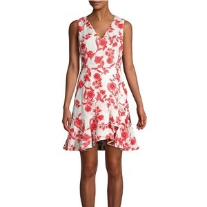 Rebecca Taylor Scarlet Embroidered Flounce Hem Dress size 8